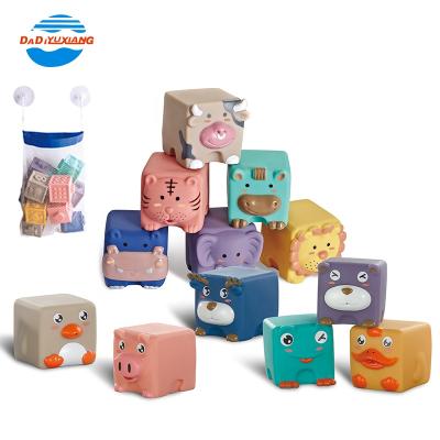 China DIY TOY Educational Animal Baby Building Toys Soft Silicone Building Blocks Baby Building Blocks for sale