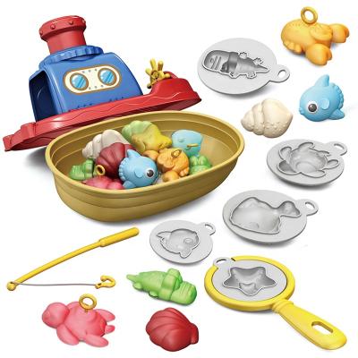 China Colorful Play Dough Set 3+ DIY Fishing Boat Mud Toys Playdough Set Kids Dough Toy for sale