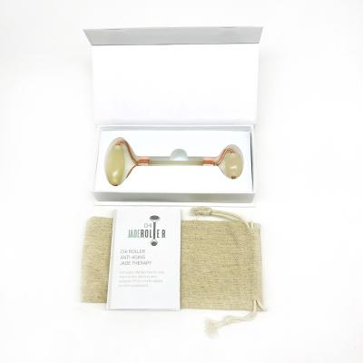 China Custom Jade Roller Facial Jade Roller Natural White Logo White Jade Face Body Massage for sale