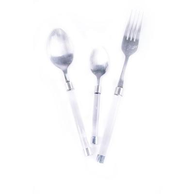 China Natural Jade Crystal Jade Handle Spoon Forks Knives Stainless Steel Cutlery Set for sale