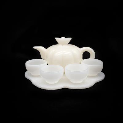 China China Wholesale Natural Agate Tea Sets With Goods Teapots Home Decorative Cup Sets Jade Teapots for sale