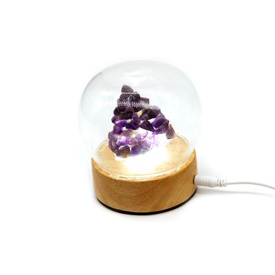 China Modern Natural Stone Tumbled Fluorite Lamp Gemstone Crystals Healing Stone Desk Lamp for sale