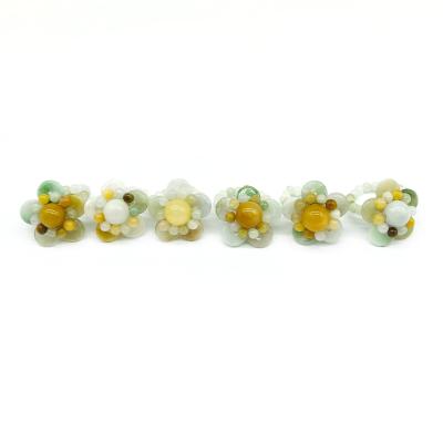 China Spring and Summer Candy Color Jade Beads Flower Ring Jade CLASSIC Hand Made Bohemian Ring for sale