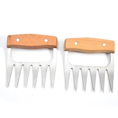 China Best Easily Cleaned Metal Meat Prongs, 2CR13 Stainless Steel Meat Forks With Wooden Handle for sale