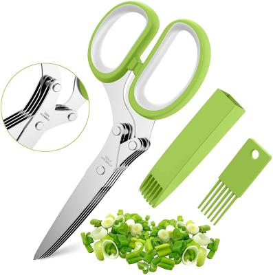 China 2022 Updated Universal Cutting 5 Blades and Covers Herb Scissors Set - Cool Kitchen Instruments for Cutting Vegetables, Paper for sale