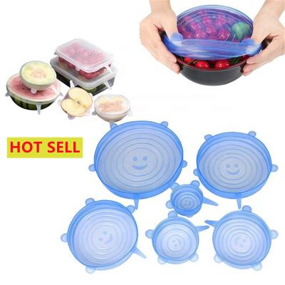 China Non Spill Silicone Stretch Lids 6 Miracle Rubber Stretch Lid Various Pack Sizes Reusable Elastic Bowl Cover For Food Storage for sale