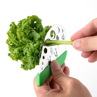 China Viable Leaf Herb Stripper 9 Holes Graters, Stainless Steel Kitchen Instruments Peeler Tool, 2in1 Curved Edge Kitchen Knife Cutter for sale