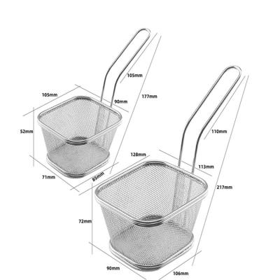 China Suitable Kitchen Restaurant Party Mini French Fries Stainless Steel Fried Mesh Food Filter Fryer Basket Place for sale