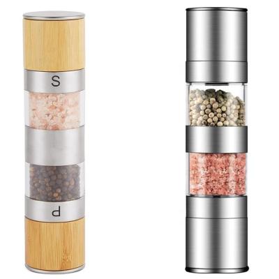 China Viable 2 in 1 Stainless Steel Salt and Pepper Grinder Set, Salt Mill and Pepper Mill Shaker, Double Mill Spice Jar for sale