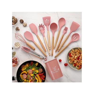 China Sustainable Kitchen Tool Wooden Utensils Set Kitchen Cookware Food Grade Wooden Handle Utensils Set for sale