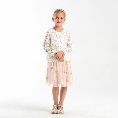 China Spring Casual Girls Lace Gauze Hollow Skirt Suit for sale