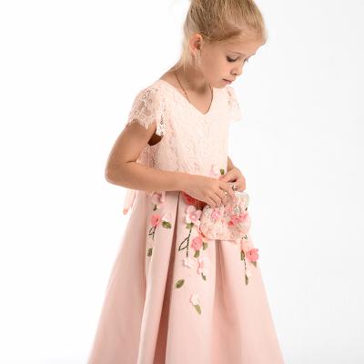 China Anti-wrinkle rose princess flower dress for girls for sale