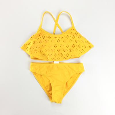 China YellowGirls Flower Bikini Two Piece Swimsuit Tights Breathable Swimsuit for sale