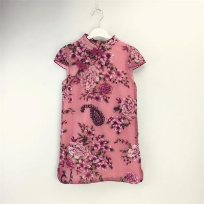 China 8 Years Girls Nylon Discount Price Dark Red Party Dress Cheongsam for sale