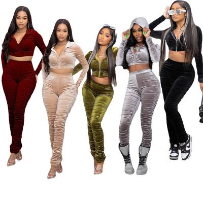 China Antibacterial Wholesale Women Warm Velvet Tracksuit 2 Piece Set Tracksuit For Women Velvets for sale