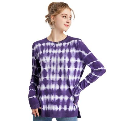 China Anti-wrinkle Premium Quality Long Sleeves Loose Spring Tie Dye Anorak Knitwear Pullover Tops for sale