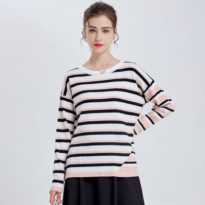 China Anti-wrinkle Factory Price Spring Mulit Mid Length Loose Y2k Stripe Plus Size Knitted Pullover Women's Clothing Sweaters for sale