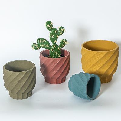 China Cement Colorful Minimalist Nordic Striped Cute Succulent Planters Design Indoor Flower Pots for sale