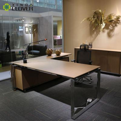 China Modern Design Modern Executive Office Desk Furniture Modular Hidden Furniture L Form Desk With Side Table for sale