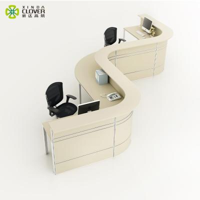 China Used Curved Modern Design Partition Panel Office Counter Reception Table Modern Design for sale