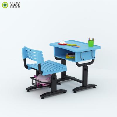 China Wearability School Furniture Strong Plastic Adjustable Single Seat Student Study Desk And Chair Set For Sale for sale