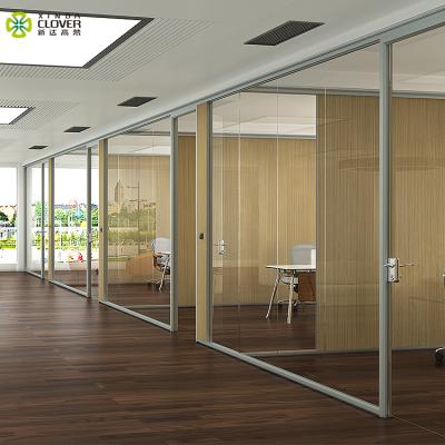 China HK55S Modern Aluminum Frame Partition Wall Europe Style Office Glass Clear Glass Partition for sale