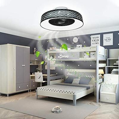 China New Modern Light Residential CCT LED Dimmer Ceiling Fans Fabric Shade 40W Fan Light for sale