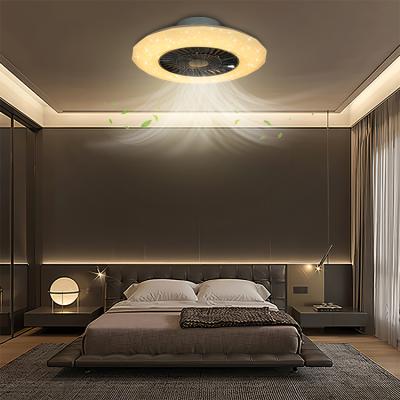 China Modern 40W Ceiling Fan Light Easy To Install Steel CCT LED Ceiling Fan Light With Star Decor for sale