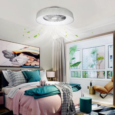 China Modern LED Ceiling Fans With Light 570mm Round 40W Fabric Ceiling Fan Lighting Including Remote Control for sale