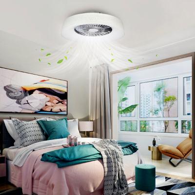 China New Design Modern White Home Decorative Fan Light Remote Control Round Fan Lamp 57cm for sale