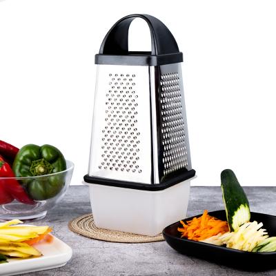 China Sustainable Premium Manual Multifunctional Food Stainless Steel Box 4 Side Grater With Container for sale