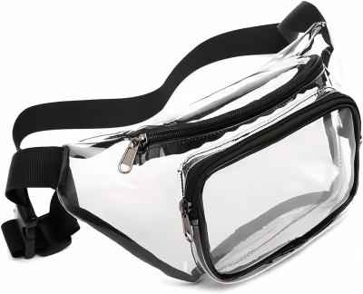 China Transparent Outdoor Waterproof Clasp Environmental Protection PVC Cross - Body Bag Mobile Phone Cosmetics Storage Travel Fanny Pack for sale