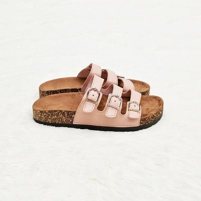 China Fashion Trend Casual Women's Slippers Women's 3-Straps Sandals With Buckle Slides Comfortable Slippers for sale