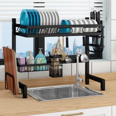 China Multifunctional Kitchen Dish Racks Sustainable Black Organizer Countertop Shelf 52cm Single Layer Style for sale