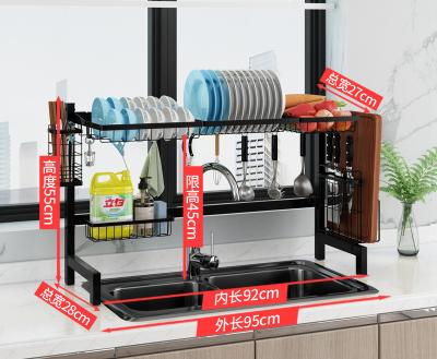 China Multifunctional Kitchen Dish Racks Sustainable Black Organizer Countertop Shelf 92cm Single Layer Style for sale