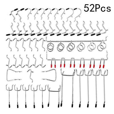 China 52PCS Hook Metal Hooks Viable Hot Sale Service Pegboard For Workshop Storage Tool Hanging Garage for sale