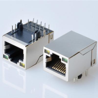 China Single port 100BASE-TX pcb rj45 poe jack , RJ45 connector with LED shielded for sale