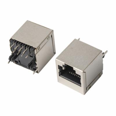 China PCB Connector RJ45 10P8C Female Single Left Top 180 Degree Entry for sale