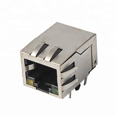 China Poe rj45 Vertical Yellow / Grean Ethernet Jack Connector With Led for sale