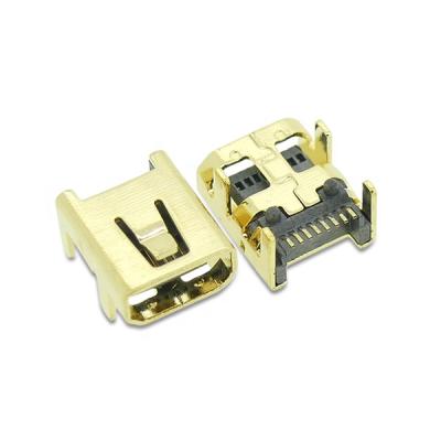 China PCB Gold Plated Mini USB 8 Pin Female Jack PCB SMT Socket Connector for sale