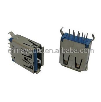 China PCB USB 3.0 Connector , DIP Type 180 Degree Vertical USB 3.0 Connector for sale