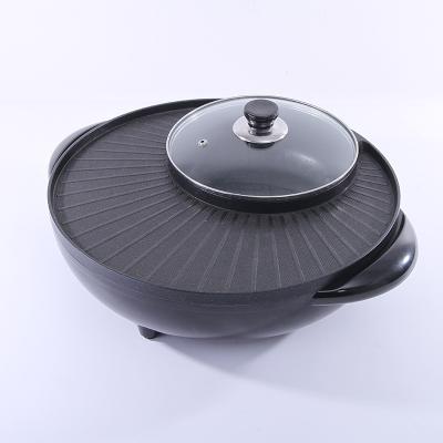 China Household Non Stick Pan Multifunction Electric Chinese Hot Pot With Electric Barbecue Grill for sale