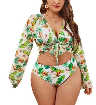 China Yolo plus size 2022 new plus size tie dye print sexy three piece bikini swimwear for sale