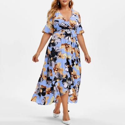 China Viable Yolo Plus Size Print Fishtail Casual Bohemian Shorts Sheath Pinched Waist Swing Skirt Dress for sale