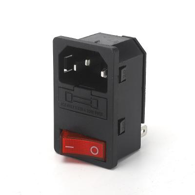 China AC Power Socket Power Bar Socket 3 Copper Male Connector With Switch Fuse Protection for sale