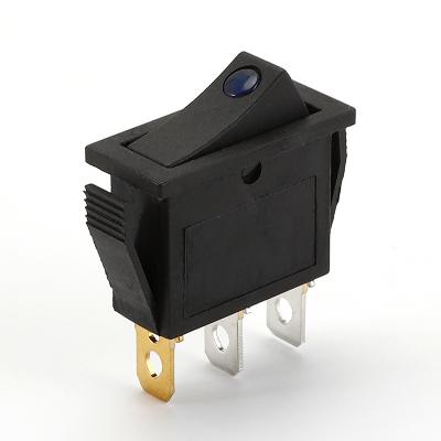 China The industry electric rocker switch-101 cat eye one silver copper dot two point 3 pin black base one red dot ON-OFF with for sale