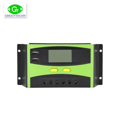 China Solar System Controller Charge Controller 12V/24V with 2USB and LCD Display for sale