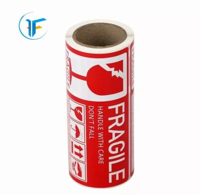 China Waterproof Bright Red Fragile Sticker Warning Labels For Carton Security Shipping for sale