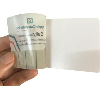 China Waterproof Custom Printing Sticker PVC Brand Card Transparent Adhesive Business Card for sale