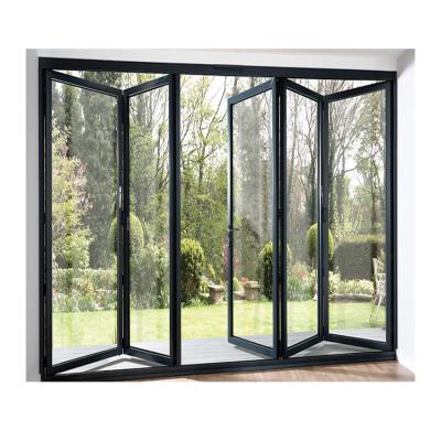 China Sound Insulation / High Strength Soundproof / Easily Assembled Aluminum Door Double Glazed Folding Patio Door High Quality Aluminum Alloy / Foldable Plastic Glass Commercial for sale